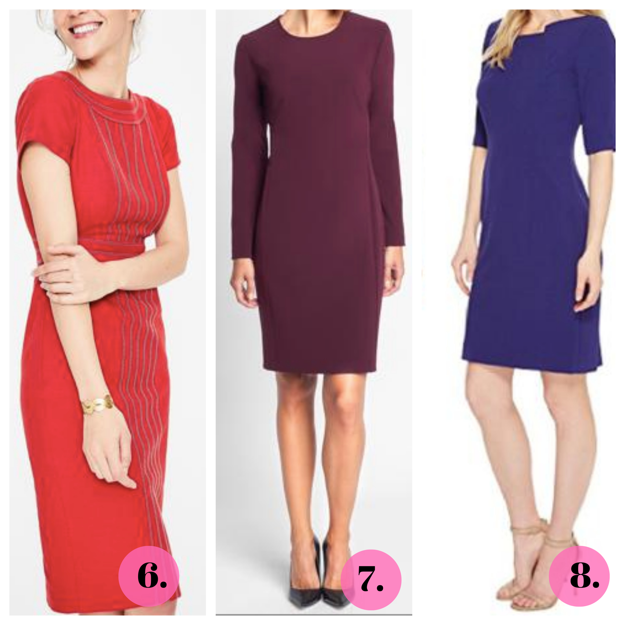 solid colored dresses in red and purple