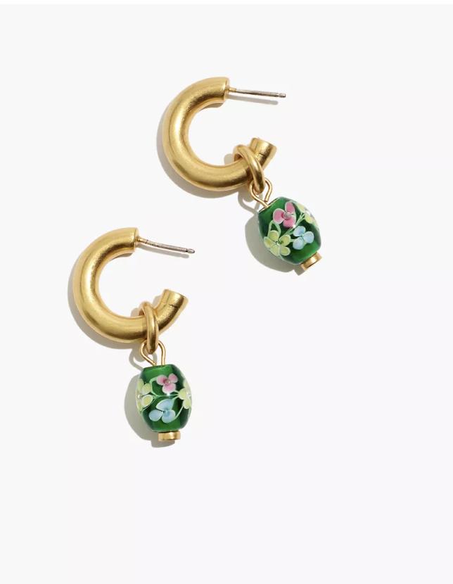 floral lampwork chunky small hoop earrings madewell