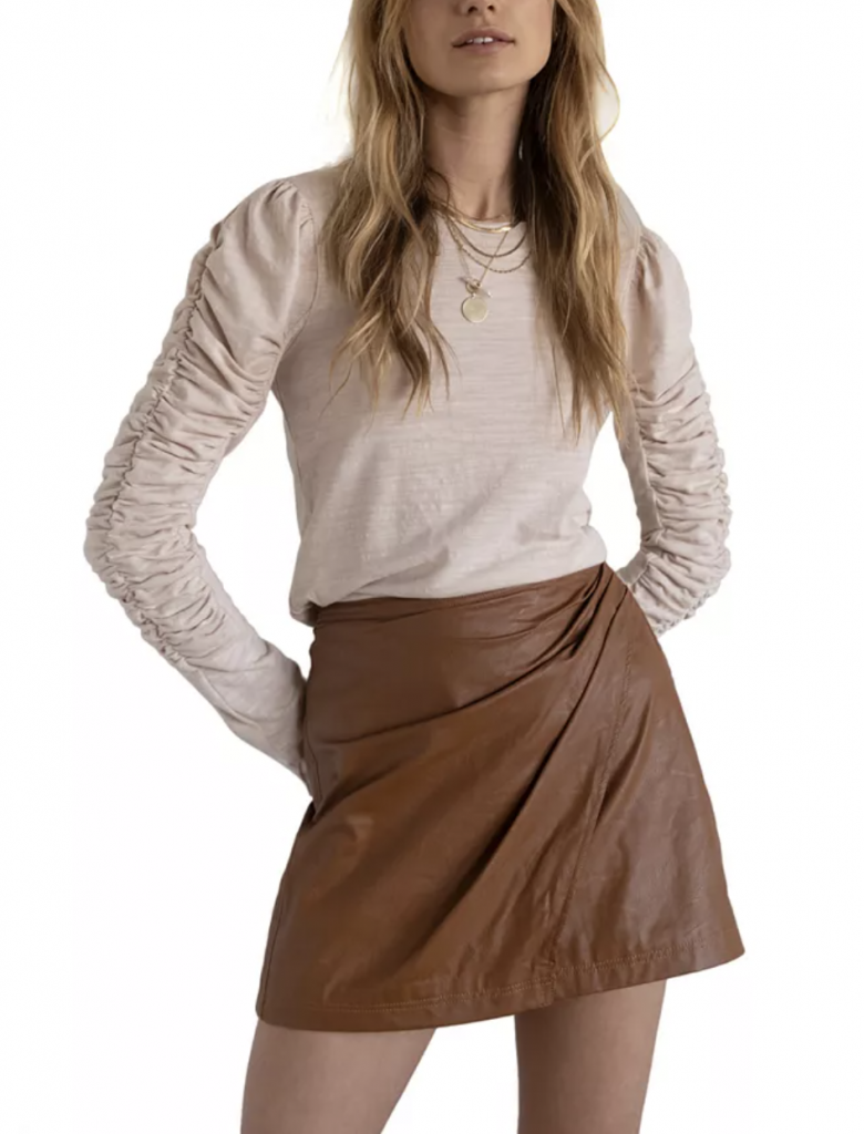 Free People Faux Leather Wrap Skirt